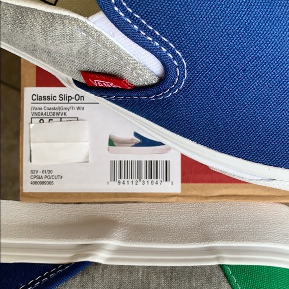 VANS CLASSIC SLIP ON VANS COASTAL GREY/TRUE Wht mn - Picture 7 of 16